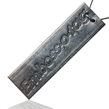 Load image into Gallery viewer, Emboss-O-Tag Double Sided Metal Tags with an impression of the text "Emboss-O-Tag" on the front side of the tag.